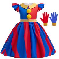 Halloween Amazing Digital Circus Pomni Cosplay Costume Carnival Fancy Red Blue Clown Dress Up Disguise Joker Headwear 160 red