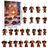 Dachshund Christmas Calendar Advent 24 Days Dachshund Ornaments Countdown Calendar 2025 2D Acrylic Dog Charm for Vacation 24PCS