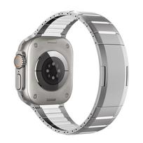 Stainless Steel Band For Apple Watch Ultra 3/2 49mm 11 10 9 8 7 46mm 45mm 42mm 41mm Silicone Metal Bracelet IWatch 6 5 SE3 44mm 40/41/42（S11/S10)MM balta/smėlis