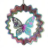 Flowing Light Effect 3D Rotating Wind Chimes Gradient Butterfly Hanging Ornaments  Door Style A