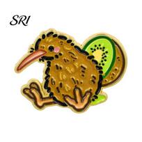 Tropical Bird Jewelry Artistic Textured Brooch Cartoon Kiwi Design Zinc Alloy Handmade Gift Pin Bag Sweater Suit Lapel Decorative Enamel Badge ruda