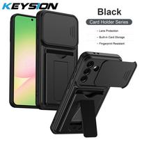 KEYSION Card Holder Bag Phone Case for Samsung Galaxy A57 5G A37 A27 A17 5G Slide Camera Protection Kickstand Shockproof Cover for Samsung A57 5G juoda