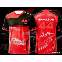 Specialus leidimas Hamilton #44 Raudonas Juodas Lenktynių T-shirt Unisex Vasarinis Kvėpuojantis Greitai Džiūstantis Automobilių Sporto Gerbėjams Laisvalaikio Viršutinė Dalis Važiavimas Dviračiu S