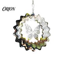 Wind Chime Pendant Stainless Steel Reflective Spinners, Outdoor Garden Decor, Sparkly Spinner, Bird Deterrent to Scare Rotating Butterfly Birds
