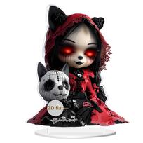 Eerie Halloween Acrylic 2D Flat Witch and Cat Figurine Spooky Desktop Decorations for Creepy Haunted House Party Atmosphere S