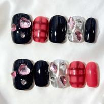 3D Embossed Floral Press-On Nails Removable French Style Acrylic Tips Women Men Teens AW1128