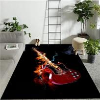 Muzika yra sielos balsas Gitaros kambario miegamojo grindų kilimėlis Kiliminės dangos kilimėliai ir namų kilimai Svetainės apdailai Kilimėliai Kilimas 40cm by 60cm