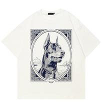 Streetwear Dobermano grafikos unisex marškinėliai medvilniniai marškinėliai unisex viršūnės marškinėliai vasariniai trumpomis rankovėmis marškinėliai S balta