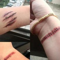 Šviečiantys tatuiruočių lipdukai Laikini vandeniui atsparūs Helovino randų lipdukai veidui