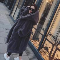 Ilgo palto striukė Hoodie Baggy Oversized Loose Winter XS juoda