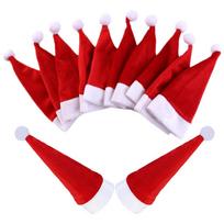12 vnt. Mini Kalėdų Senelio kepuraitės Kalėdų butelių uždangalai Kalėdų Senelis Šventinis vakarėlis Ornamentas Kostiumų kepurės 12.00X6.50X0.50CM raudona