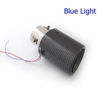Exhaust Muffler Red/Blue Light Flaming Universal LED Tip Pipe Straight Car Modified Single Outlet Exhaust Pipe Tail Throat