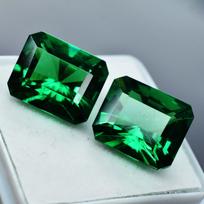 Natūralus žalias granatas, pora, smaragdo pjūvio, 20,10 ct, laisvas brangakmenis dovanai 12.4 mm approx žalia