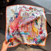 Prabangus tikro šilko moteriškas skara gėlių rašto bandana skara ponios kaklaskarė nosinaitė moteriška kaklo rankinė dekoratyvinis apvyniojimas 53 cm 53X53CM white