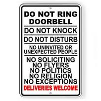 Do Not Ring Doorbell Knock Disturb Deliveries Welcome Sign Metal SI187 20x30cm（7.8x11.8inch）