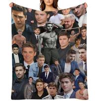 Zac Efron Throw Blanket Cute Plaid Flannel Hairy Sofa Throw Blankets 30x40in