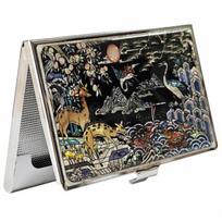 Pomimore Mother-of-pearl Card Case Korean Traditional Mother-of-pearl Lacquerware Ten Longevity Symbols Business Card Holder