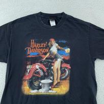 Vintažiniai Harley-Davidson marškinėliai M/L Juodi Pin-Up Dviratis Charleston SC 00-tieji Metai Motociklas S black