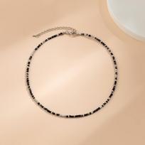Bohemia Multicolour Acrylic Seed Beads Necklace Women Handmade Strand Beaded Choker Short Neck Chain Simple Jewelry Party