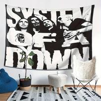 VIKAMA System Of A Down Band Tapestry Black and White Retro Rock Background Cloth Heavy Metal Living Room Decoration 74x94cm(29x37in)