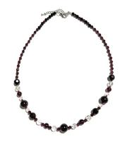 [Malline] Natural Stone Short Necklace - Garnet, Onyx, Rainbow Aura, Red, Black - Goal Achievement, Love, Success - Made in Japan