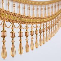 1m Crystal Curtain Tassel Lace Trim Sewing Ribbon Tassel Crystal Bead Fringe Upholstery Curtain Accessory for Home Decoration 1m