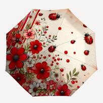 1pc Ladybugs Flowers Automatic Open/close Umbrella, 8-Rib sturdy structure, Auto Folding/Opening, Portable Travel Umbrella for Women c25