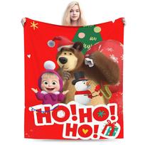 M-Masha and The Bears Super Soft Blanket  Boy Girl Plush Bedding Throws Graphic Couch Bed Flannel Bedspread Sofa Bed Cover 75cmx90cm