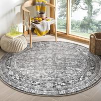 Apvalus Retro raštas Elegantiškas Minkštas Patvarus Kilimas Namų Svetainės Dekoras Rožinis Baltas Nordic Neslystantis Kilimas Svetainės Kilimas 60cm x 60cm