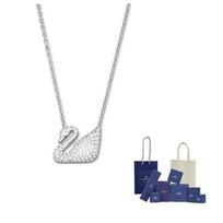 Swarovski dirbtinis krištalas, Swarovski elementas, rodžiu padengti karoliai moterims, balti F (One Size Fits All)-Branded gift bag balta