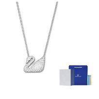 Swarovski dirbtinis krištalas, Swarovski elementas, rodžiu padengti karoliai moterims, balti F (One Size Fits All)-Camellia Embossed Gift Box balta