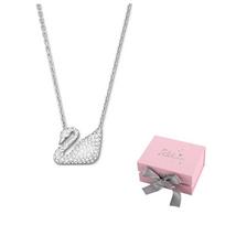 Swarovski dirbtinis krištalas, Swarovski elementas, rodžiu padengti karoliai moterims, balti F (One Size Fits All)-Pink bow gift box balta