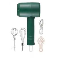 USB Rechargeable Detachable 3 Speeds Modes Cream Mixing Whipping Cake Baking Essentials Handheld Egg Beater Electric Mixer 20W armijos žalia spalva