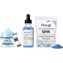 GHK-Cu Vario Peptido Milteliai + GHK-Cu Vario Peptido Kremas + Vario Peptidų Serumas Veidui, Drėkiklis Stangrumui & Elastingumui, Drėkinantis
