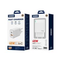 Jellico Pd Charger 45W C107 Gan For Iphone Android With 1Xusb-C + 1Xusb Qc3.0 balta