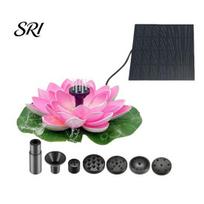 Garden Solar Fountain Lotus Floating Bird Bath Powered Easy Assembly with Interchangeable Nozzles for Pond Patio Yard Decor rožinė