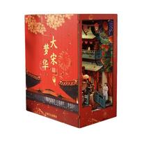 DIY Wooden Song Dynasty Bookshelf Bookends Book Nook Shelf Insert Kit Miniature Building Kits for Adults Birthday Gifts