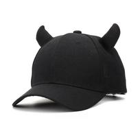 Casual Black Baseball Cap Sunscreen Visor Peaked Cap Ox Horn Adjustable Sport Trucker Hat For Man Women