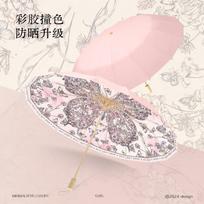 16-Rib Large UV Protection Sun Rain Umbrella Women New Chinese Style Foldable Parasol With Color Coated Fabric 16-Rib Aluminum Alloy Colorful Coated Butterfly