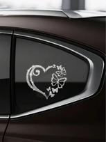 1 Piece Heart & Butterfly Car Sticker, Shiny Decor Decal for Auto Window, Body & Laptop, Motorcycle Cartoon Sticker sidabras