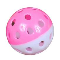 Plastikinis šuniuko katės žaidimo kamuolys su varpeliu Pounce Chase Rattle Pet kramtomaisiais žaislais pink