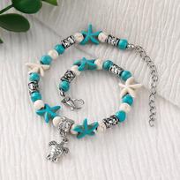 Europos ir Amerikos mados Moterų Paplūdimio Aklutės Vėžlio pakabukas Jūrų žvaigždžių Turquoise Ankt Paplūdimio Moterų Kojų apyrankės Didmeninė prekyba