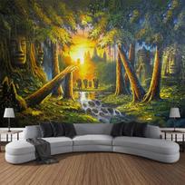 Retro peizažas Aliejinė tapyba Gobelenas Pakabinamas Fantasy Namų meno dekoravimas Fantasy Kawaii kambario fono audinio antklodė 90x75cm