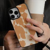 Madingas mielas karvės rašto kailio odos minkštas telefono dėklas, skirtas iPhone 15 Pro Max 14 Pro Max 13 12 14Plus smūgiams atsparus apsauginis dangtelis For iPhone 15 ruda