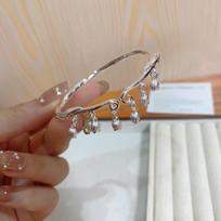 Zuyin 999 Bell Orchid Tassel Open Bracelet, Pure Silver Small Fresh and Elegant Bracelet, Valentine's Day Gift for Girlfriend Adjustable size