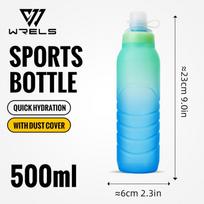 WRELS 500ml Gradient Water Bottle, Food Grade Water Bottle With Cap Durable, Ideal for Running, Cycling, Travel and Climbing
