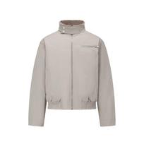 Cementinės pilkos spalvos žieminė šilta su kailine apykakle medvilninė Harrington bomber striukė M