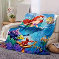 Mažoji undinėlė Animacinis pledas, Trumpas pliušinis mielas šiltas pledas, Svetainės Namų Dekoracija Sofa Keturi Metų Laikai Kelionės 80x120cm blue