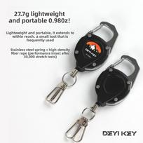 Retractable Keychain Heavy Duty Anti-Lost Carabiner Key Reel 60cm Steel Cord for Outdoor Fishing Camping Tool Holder juoda