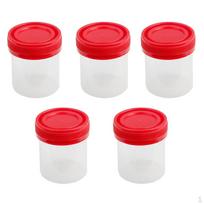 5x 40ml Plastikinis graduotas matavimo puodelis Sterilus indas su dangteliu red